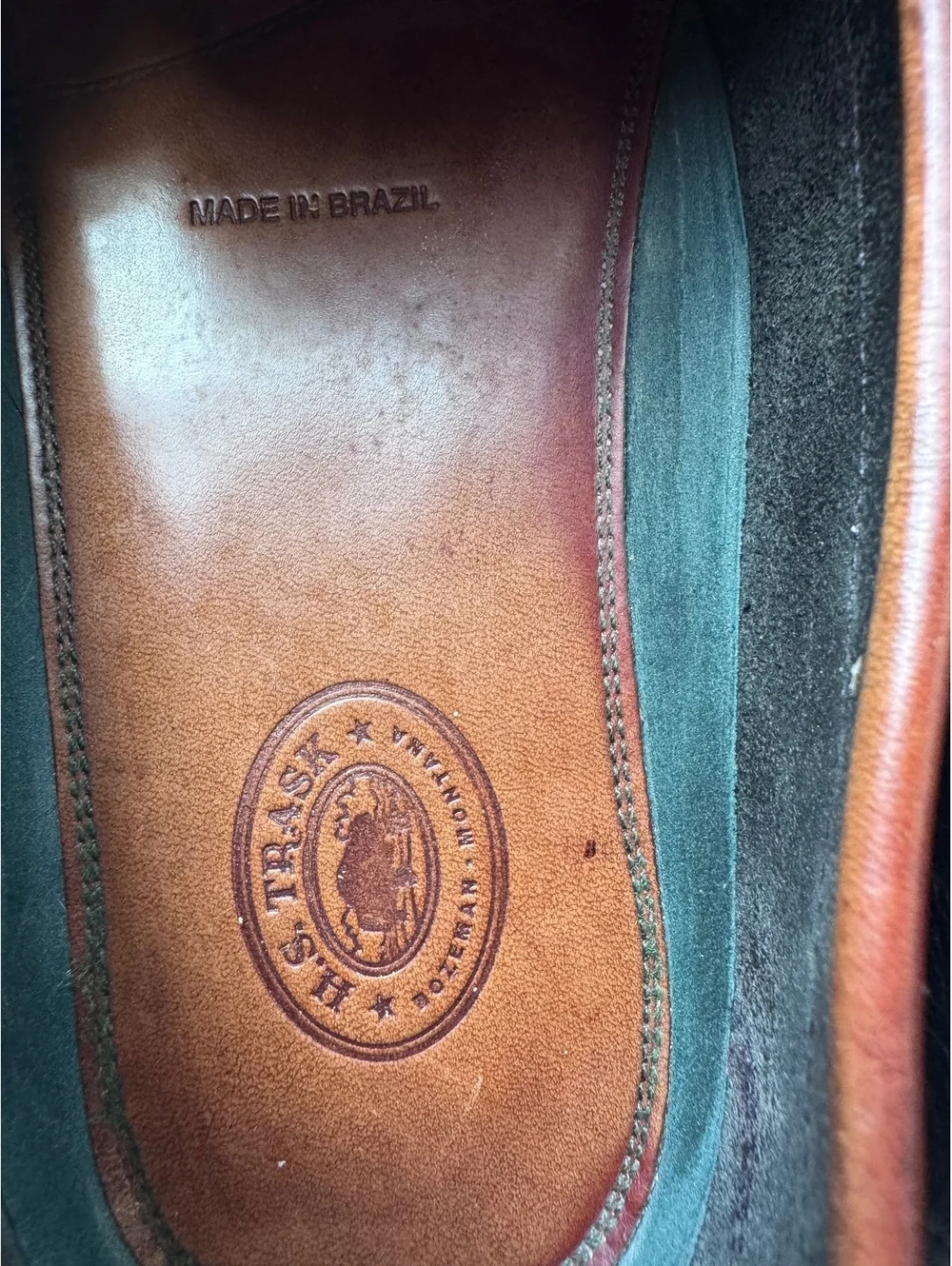 H.S. Trask men’s two-tone leather penny loafers, made in Brazil- Size 9.5